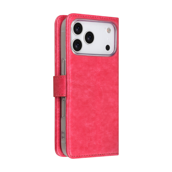 TUNIQ iPhone 17 Pro Book Case hoesje - Pasjeshouder voor 3 pasjes - Magneetsluiting - Hanger - Felroze-Hoesjes-Ilumina Benelux