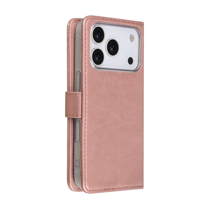 TUNIQ iPhone 17 Pro Book Case hoesje - Pasjeshouder voor 3 pasjes - Magneetsluiting - Hanger - Rose Gold-Hoesjes-Ilumina Benelux