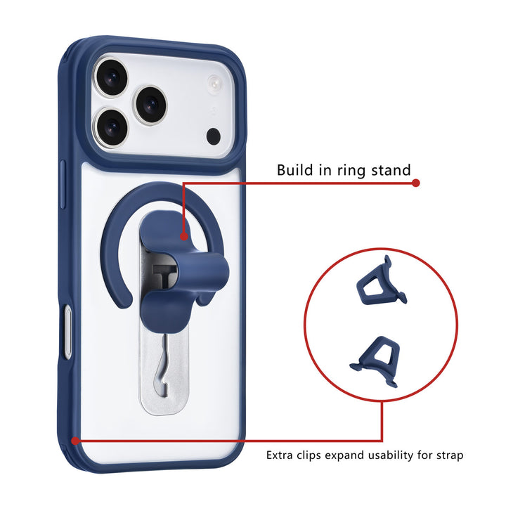 TUNIQ iPhone 17 Pro Max Backcover hoesje - Built-in Ring Stand - Antishock - Blauw-Hoesjes-Ilumina Benelux