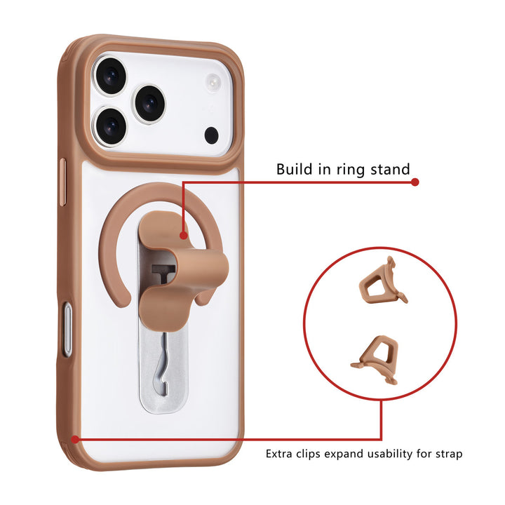 TUNIQ iPhone 17 Pro Max Backcover hoesje - Built-in Ring Stand - Antishock - Goud-Hoesjes-Ilumina Benelux