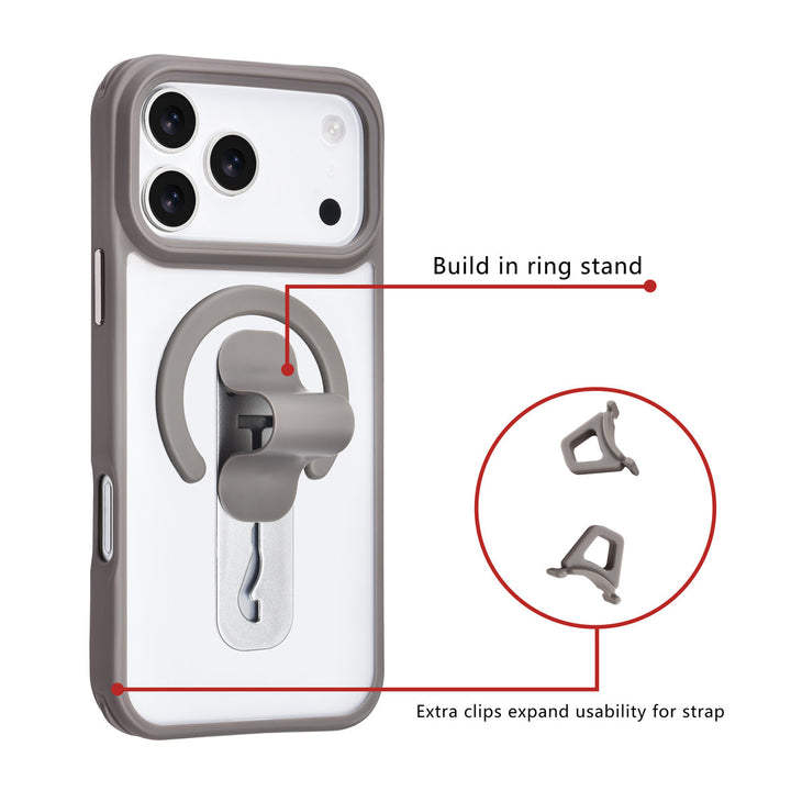 TUNIQ iPhone 17 Pro Max Backcover hoesje - Built-in Ring Stand - Antishock - Grijs-Hoesjes-Ilumina Benelux