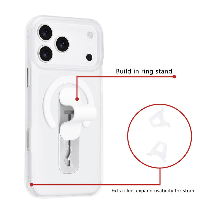 TUNIQ iPhone 17 Pro Max Backcover hoesje - Built-in Ring Stand - Antishock - Zilver-Hoesjes-Ilumina Benelux