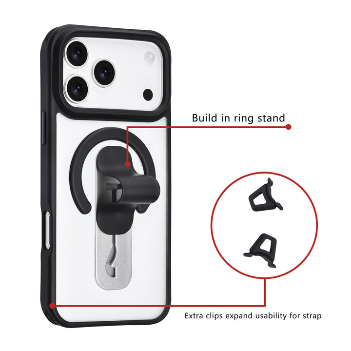 TUNIQ iPhone 17 Pro Max Backcover hoesje - Built-in Ring Stand - Antishock - Zwart-Hoesjes-Ilumina Benelux