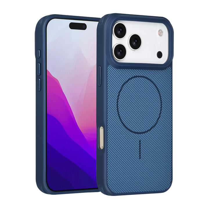 TUNIQ iPhone 17 Pro Max Backcover hoesje - Magsafe - Carbon Fiber - Shockproof - Blauw-Hoesjes-Ilumina Benelux