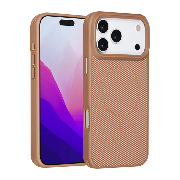TUNIQ iPhone 17 Pro Max Backcover hoesje - Magsafe - Carbon Fiber - Shockproof - Goud-Hoesjes-Ilumina Benelux