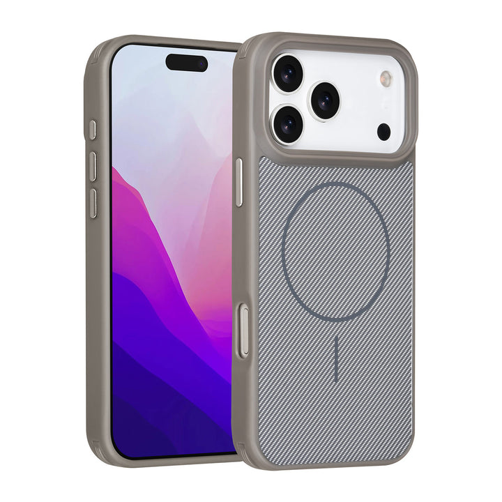 TUNIQ iPhone 17 Pro Max Backcover hoesje - Magsafe - Carbon Fiber - Shockproof - Grijs-Hoesjes-Ilumina Benelux