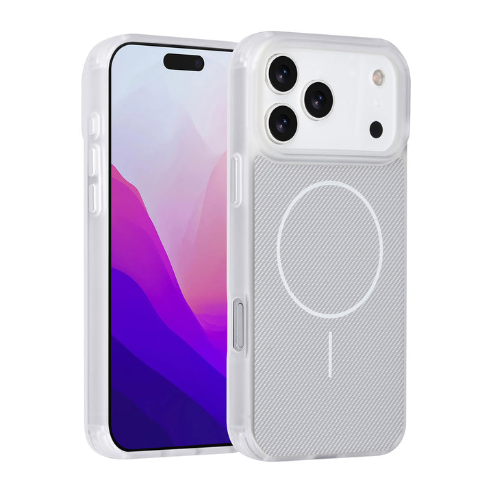 TUNIQ iPhone 17 Pro Max Backcover hoesje - Magsafe - Carbon Fiber - Shockproof - Wit-Hoesjes-Ilumina Benelux