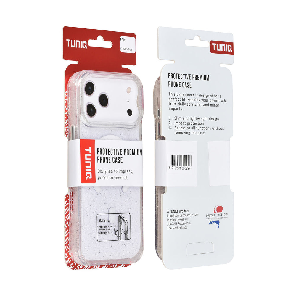 TUNIQ iPhone 17 Pro Max Backcover hoesje - Magsafe - Glitter - Hanger - Transparant-Hoesjes-Ilumina Benelux