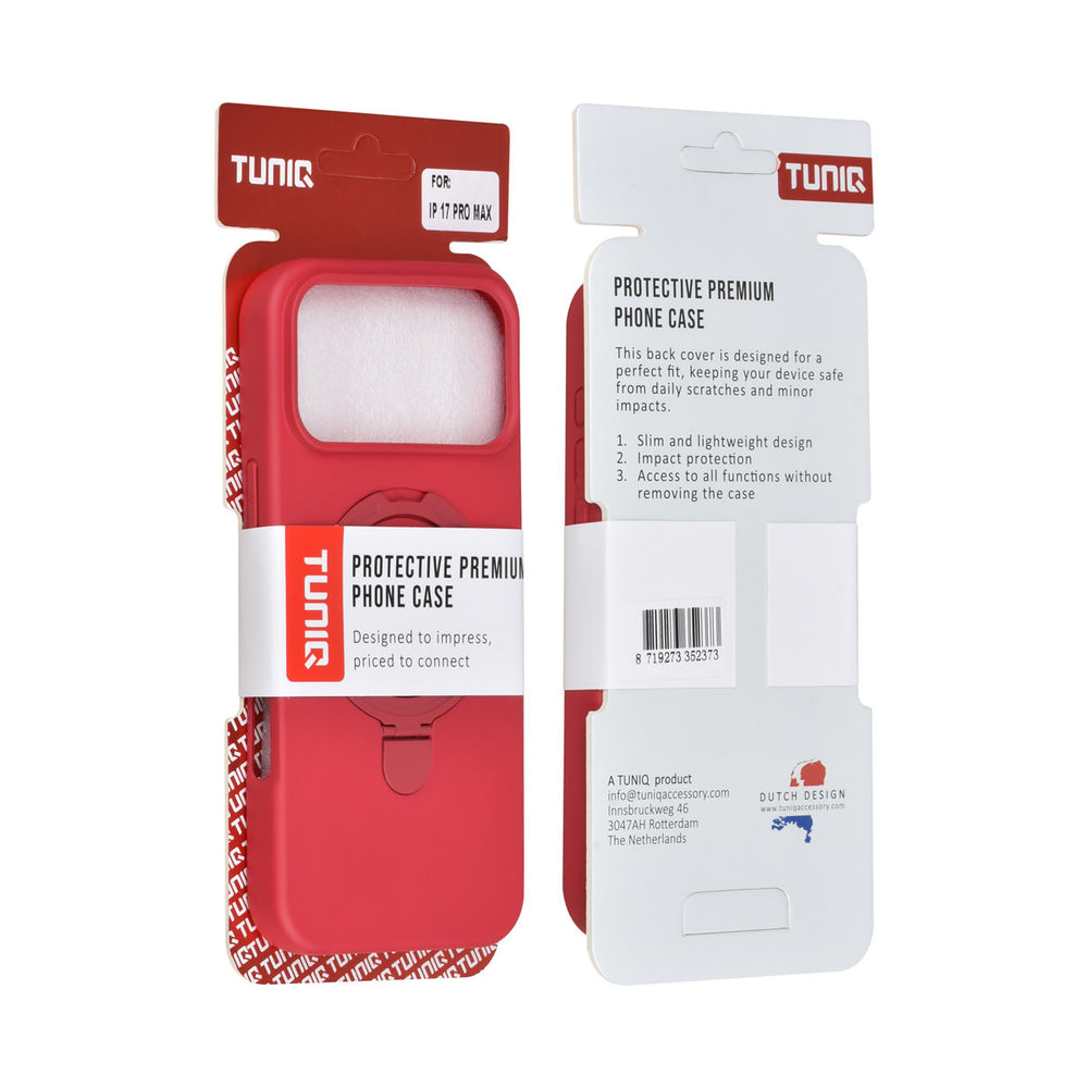 TUNIQ iPhone 17 Pro Max Backcover hoesje - Magsafe With Ring Stand - Hanger - Cherry Red-Hoesjes-Ilumina Benelux