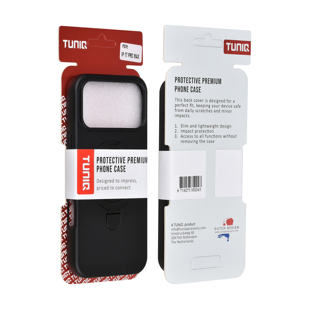 TUNIQ iPhone 17 Pro Max Backcover hoesje - Magsafe With Ring Stand - Hanger - Zwart-Hoesjes-Ilumina Benelux