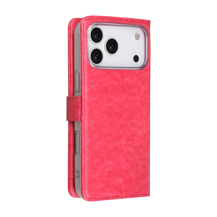 TUNIQ iPhone 17 Pro Max Book Case hoesje - Pasjeshouder voor 3 pasjes - Magneetsluiting - Hanger - Felroze-Hoesjes-Ilumina Benelux
