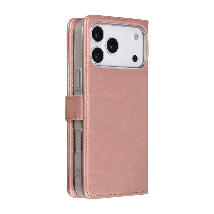 TUNIQ iPhone 17 Pro Max Book Case hoesje - Pasjeshouder voor 3 pasjes - Magneetsluiting - Hanger - Rose Gold-Hoesjes-Ilumina Benelux