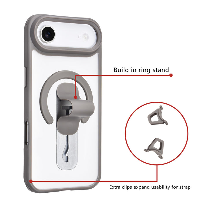 TUNIQ iPhone Air Backcover hoesje - Built-in Ring Stand - Antishock - Grijs-Hoesjes-Ilumina Benelux