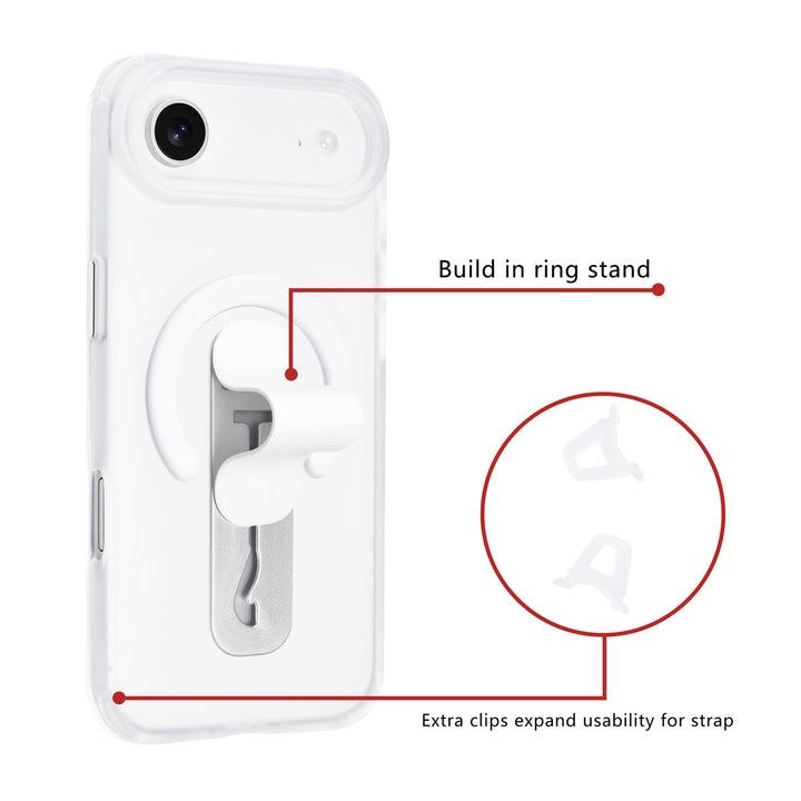 TUNIQ iPhone Air Backcover hoesje - Built-in Ring Stand - Antishock - Zilver-Hoesjes-Ilumina Benelux
