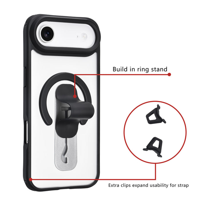 TUNIQ iPhone Air Backcover hoesje - Built-in Ring Stand - Antishock - Zwart-Hoesjes-Ilumina Benelux
