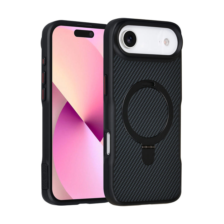 TUNIQ iPhone Air Backcover hoesje - Magsafe With Ring Stand - Carbon Fiber - Zwart-Hoesjes-Ilumina Benelux