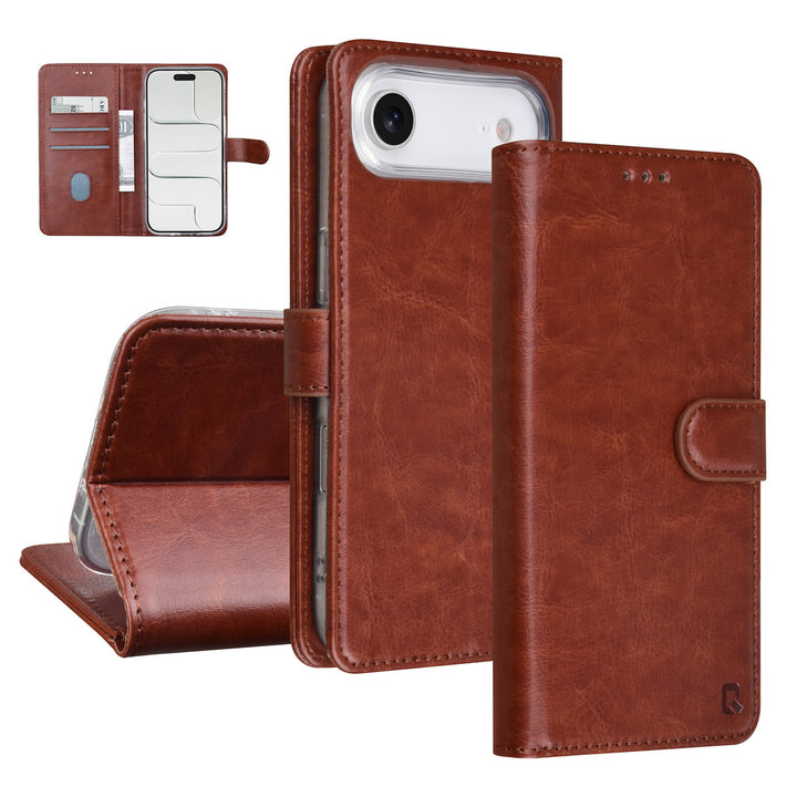 TUNIQ iPhone Air Book Case hoesje - Pasjeshouder voor 3 pasjes - Magneetsluiting - Hanger - Bruin-Hoesjes-Ilumina Benelux