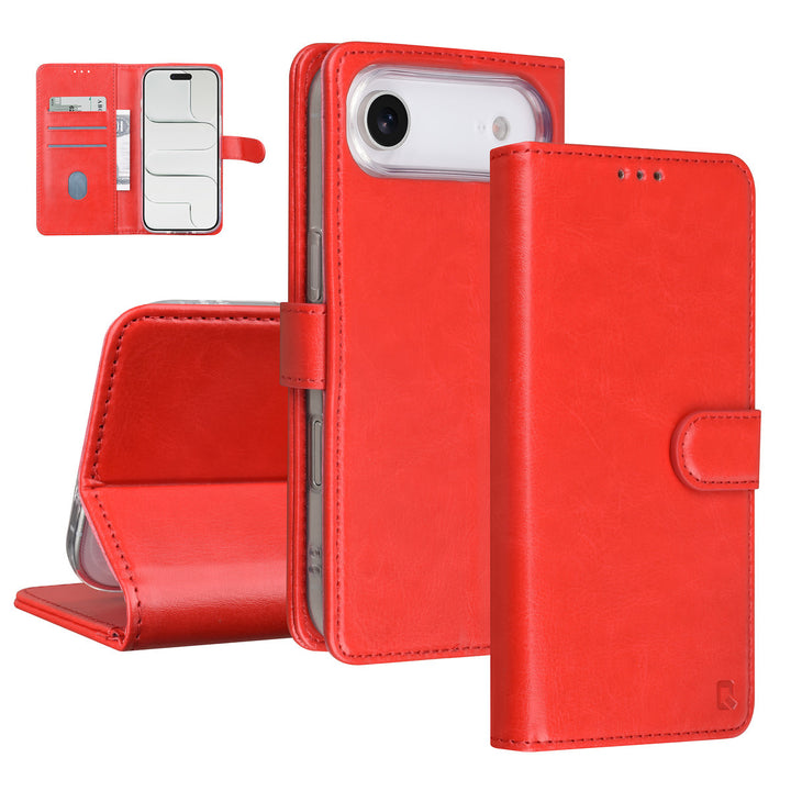 TUNIQ iPhone Air Book Case hoesje - Pasjeshouder voor 3 pasjes - Magneetsluiting - Hanger - Rood-Hoesjes-Ilumina Benelux