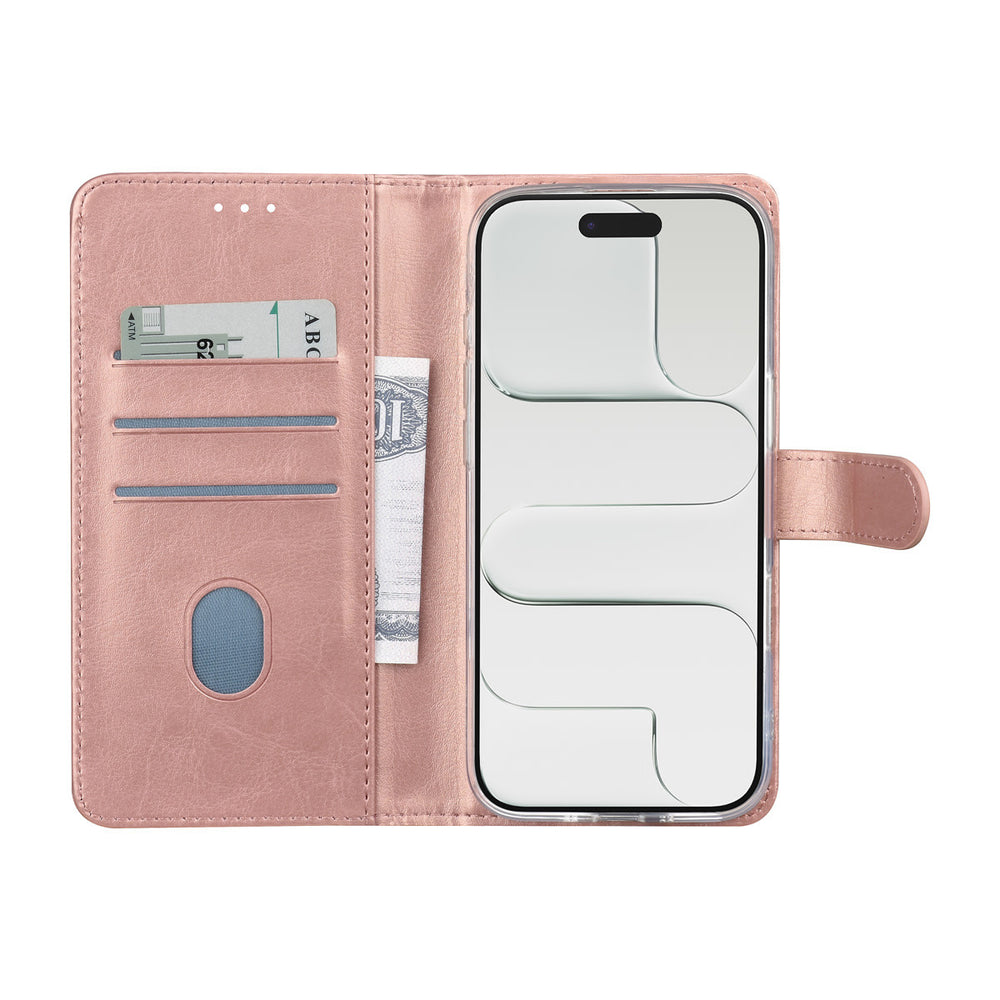 TUNIQ iPhone Air Book Case hoesje - Pasjeshouder voor 3 pasjes - Magneetsluiting - Hanger - Rose Gold-Hoesjes-Ilumina Benelux