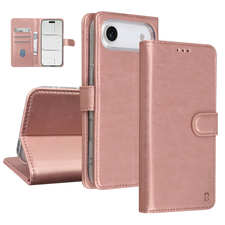 TUNIQ iPhone Air Book Case hoesje - Pasjeshouder voor 3 pasjes - Magneetsluiting - Hanger - Rose Gold-Hoesjes-Ilumina Benelux