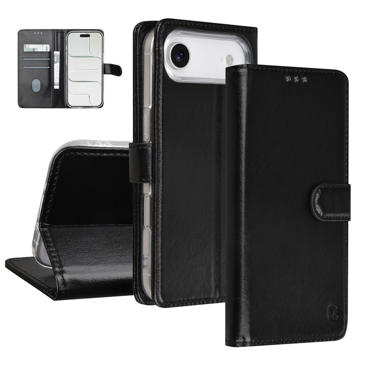 TUNIQ iPhone Air Book Case hoesje - Pasjeshouder voor 3 pasjes - Magneetsluiting - Hanger - Zwart-Hoesjes-Ilumina Benelux