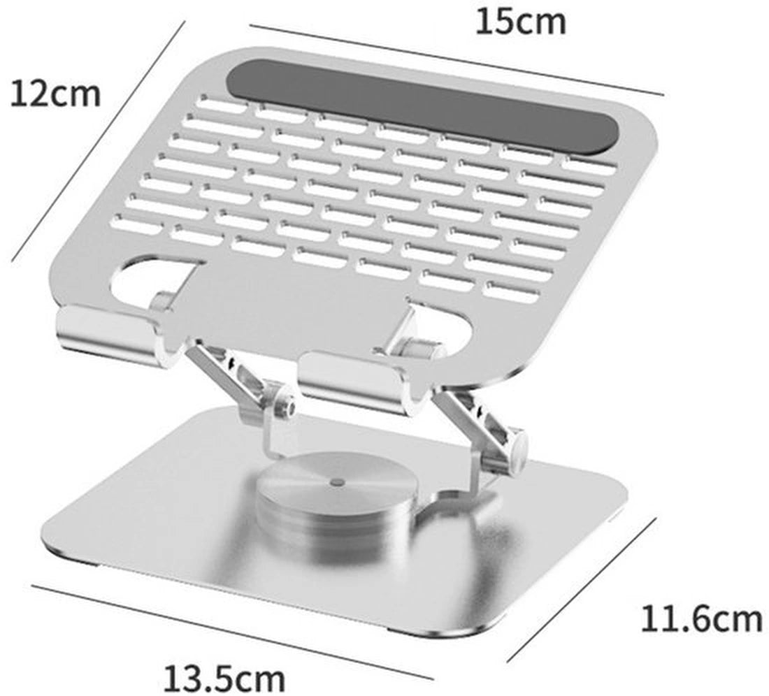 Tablethouder bureau – 360° draaibaar – Verstelbaar & opvouwbaar – Aluminium – Zilver-Notebookstandaard-Ilumina Benelux