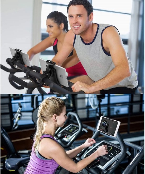 Tablethouder gym – Telefoon & tablet houder – Verstelbare standaard – Voor loopband, spinning bike & fitnessfiets – Zwart-Tablethouder-Ilumina Benelux