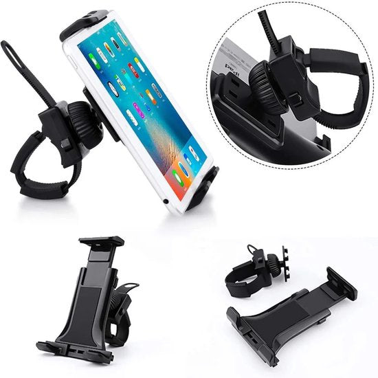 Tablethouder gym – Telefoon & tablet houder – Verstelbare standaard – Voor loopband, spinning bike & fitnessfiets – Zwart-Tablethouder-Ilumina Benelux