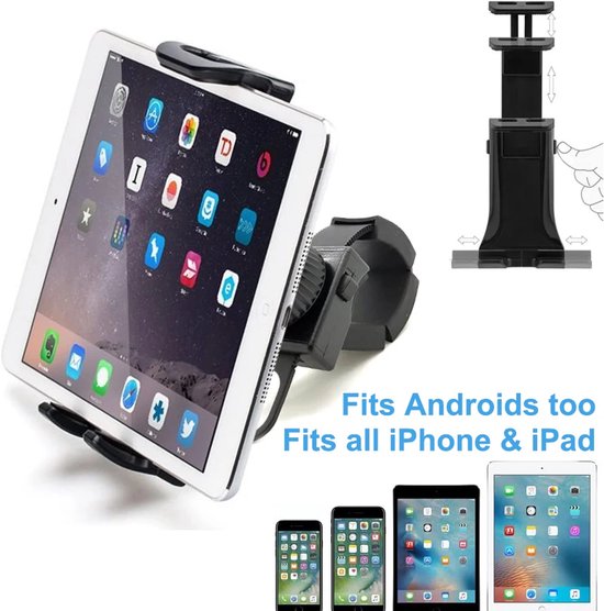 Tablethouder gym – Telefoon & tablet houder – Verstelbare standaard – Voor loopband, spinning bike & fitnessfiets – Zwart-Tablethouder-Ilumina Benelux