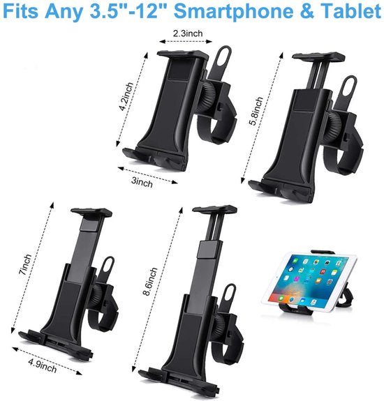 Tablethouder gym – Telefoon & tablet houder – Verstelbare standaard – Voor loopband, spinning bike & fitnessfiets – Zwart-Tablethouder-Ilumina Benelux