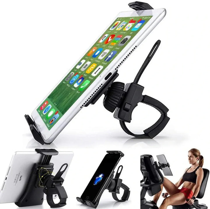 Tablethouder gym – Telefoon & tablet houder – Verstelbare standaard – Voor loopband, spinning bike & fitnessfiets – Zwart-Tablethouder-Ilumina Benelux