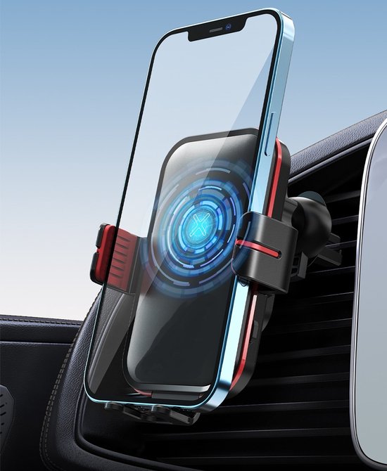 Telefoonhouder auto – 15W Qi draadloze autolader – Automatisch klemmen – Ventilatierooster – LED & supercondensator – Zwart-Ilumina Benelux