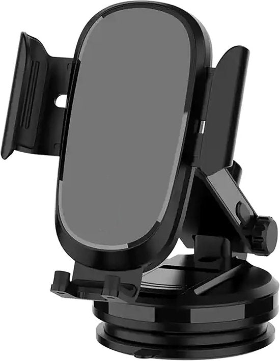 Telefoonhouder auto – 15W Qi draadloze oplader – Zuignap voorruit & dashboard – Universeel – Zwart-Ilumina Benelux