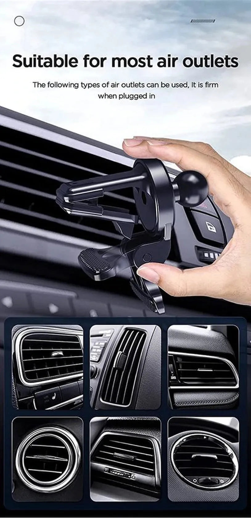 Telefoonhouder auto – 15W draadloze autolader snelladen – Ventilatierooster/Dashboard/Voorruit – Geschikt voor iPhone & Samsung – Zwart-Ilumina Benelux