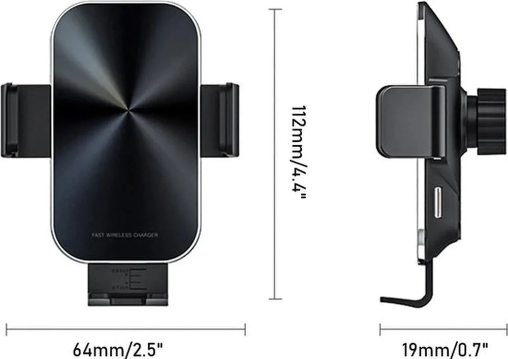 Telefoonhouder auto – 15W draadloze autolader snelladen – Ventilatierooster/Dashboard/Voorruit – Geschikt voor iPhone & Samsung – Zwart-Ilumina Benelux