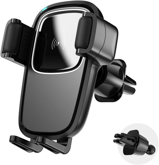 Telefoonhouder auto – Draadloos opladen 15W – Autolader – Ventilatierooster bevestiging – Zwart-Ilumina Benelux