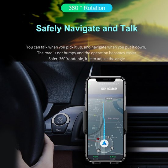 Telefoonhouder auto – Draadloze oplader 15W – Infrarood sensor – Quick Charge autolader – Raam/Dashboard/Ventilatierooster/Bureau – Zwart-Ilumina Benelux
