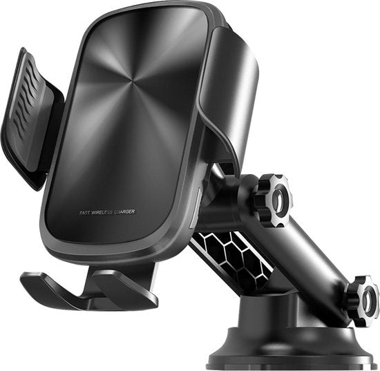 Telefoonhouder auto – Draadloze oplader 15W – Infrarood sensor – Quick Charge autolader – Raam/Dashboard/Ventilatierooster/Bureau – Zwart-Ilumina Benelux