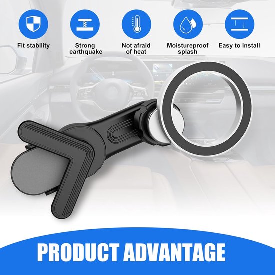 Telefoonhouder auto – Geschikt voor Tesla Model 3/Y – Magnetisch Magsafe – 360° draaibaar – Zwart-Ilumina Benelux