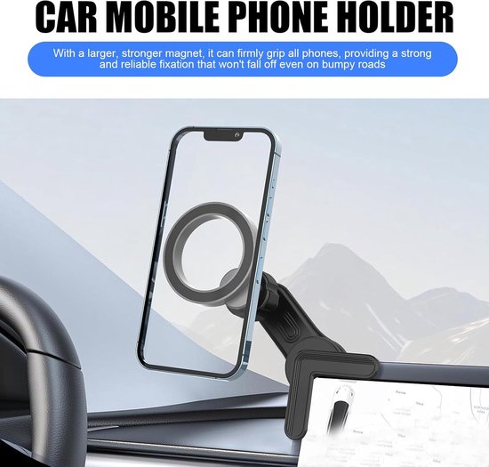 Telefoonhouder auto – Geschikt voor Tesla Model 3/Y – Magnetisch Magsafe – 360° draaibaar – Zwart-Ilumina Benelux