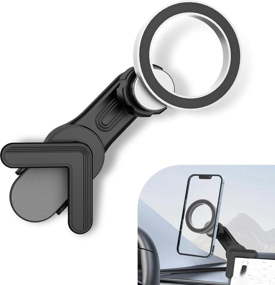 Telefoonhouder auto – Geschikt voor Tesla Model 3/Y – Magnetisch Magsafe – 360° draaibaar – Zwart-Ilumina Benelux