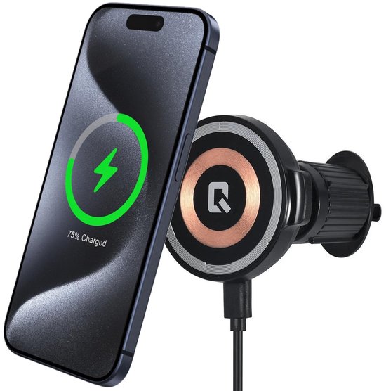 Telefoonhouder auto – MagSafe autolader 15W Qi – Magnetisch ventilatierooster – 360° verstelbaar – Zwart-Ilumina Benelux