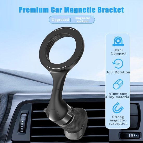 Telefoonhouder auto – MagSafe magnetisch – Ventilatierooster – Ultra sterk – 360° verstelbaar – Zwart-Telefoonhouders-Ilumina Benelux