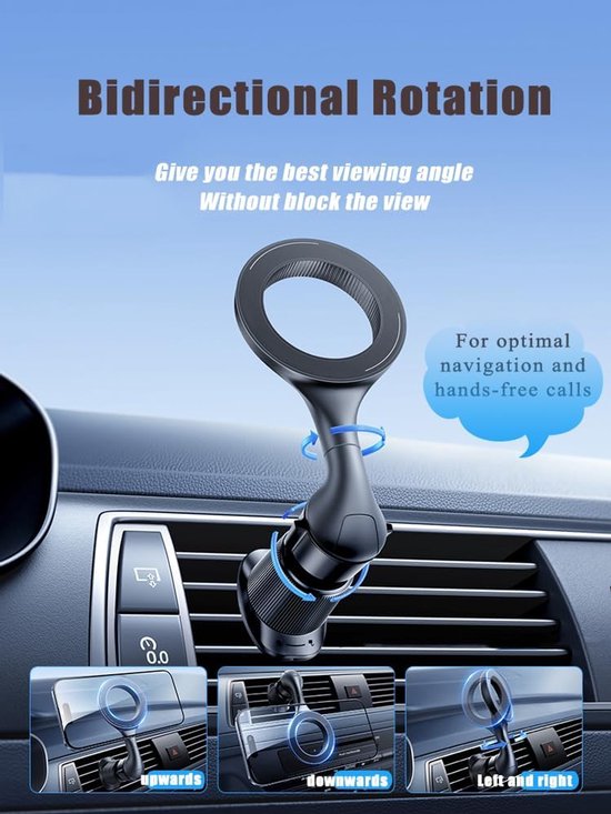 Telefoonhouder auto – MagSafe magnetisch – Ventilatierooster – Ultra sterk – 360° verstelbaar – Zwart-Telefoonhouders-Ilumina Benelux