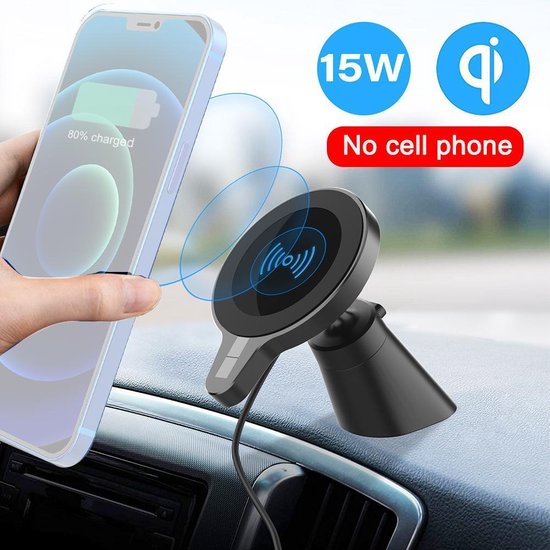 Telefoonhouder auto – Magnetisch – Draadloze oplader 15W – Quick Charge autolader – Dashboard & ventilatierooster-Ilumina Benelux