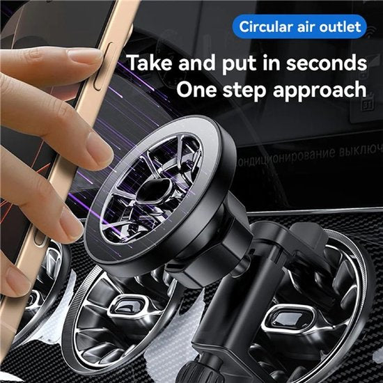 Telefoonhouder auto – Magnetisch MagSafe – Ventilatierooster rond – Voor Mercedes C/E/GLA/GLC/GLK/A/B & Jeep Wrangler – Zwart-Ilumina Benelux