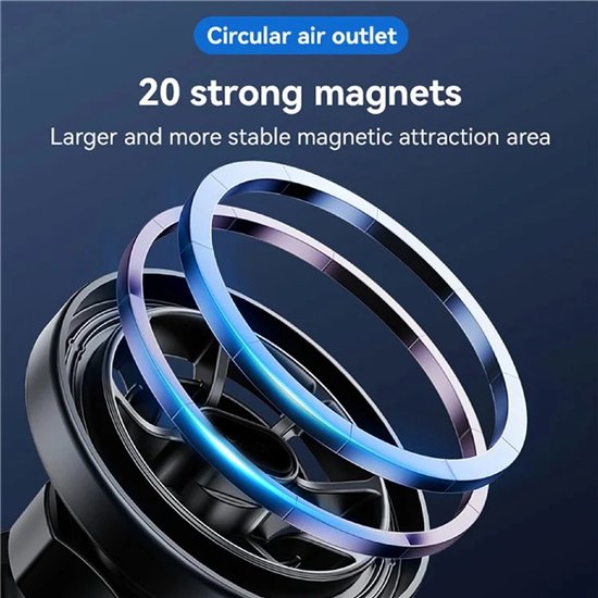 Telefoonhouder auto – Magnetisch MagSafe – Ventilatierooster rond – Voor Mercedes C/E/GLA/GLC/GLK/A/B & Jeep Wrangler – Zwart-Ilumina Benelux