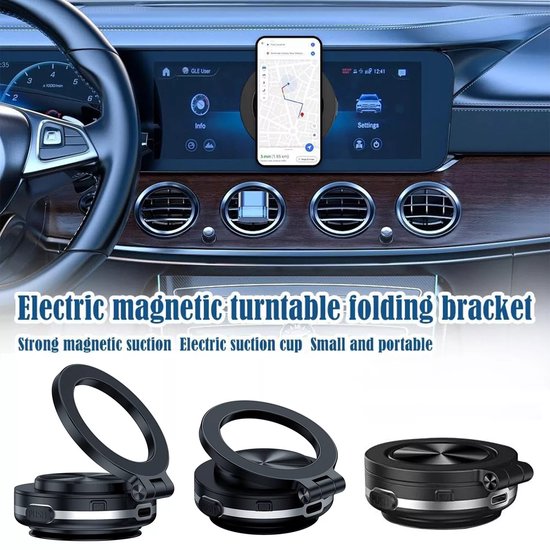 Telefoonhouder auto – Magnetisch Vacuüm Magsafe – Dashboard & Voorruit – Ook voor Car Screen & Gym – Zwart-Ilumina Benelux