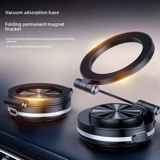 Telefoonhouder auto – Magnetisch Vacuüm Magsafe – Dashboard & Voorruit – Ook voor Car Screen & Gym – Zwart-Ilumina Benelux
