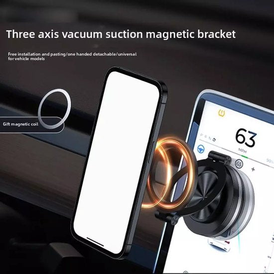 Telefoonhouder auto – Magnetisch Vacuüm Magsafe – Dashboard & Voorruit – Ook voor Car Screen & Gym – Zwart-Ilumina Benelux